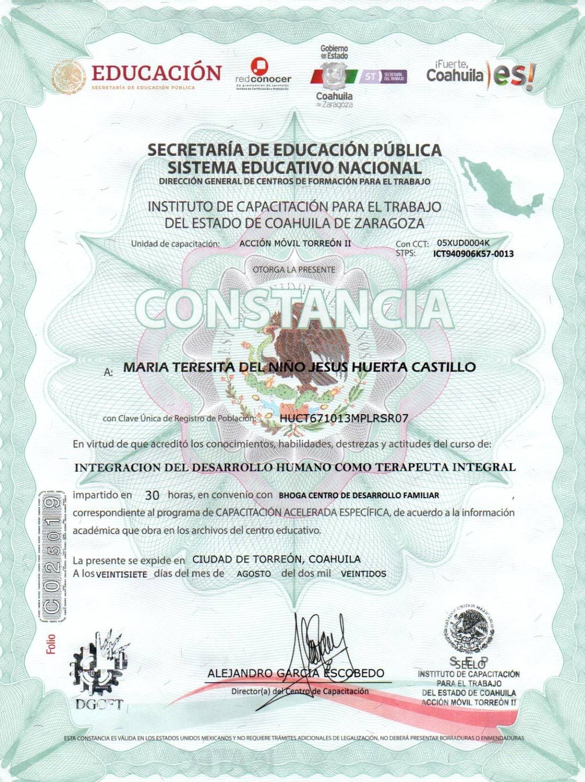 Constancia Terapeuta Integral